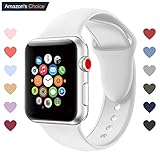 Youther For Apple Watch Bands,Soft Silicone Strap Replacement Wristbands for Apple Watch Sport Series 3 Series 2 Series 1 White 38mm S/M