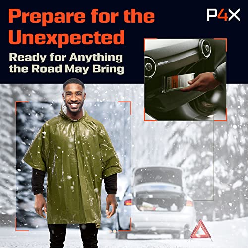 PREPARED4X Emergency Rain Poncho with Mylar Blanket Liner Survival