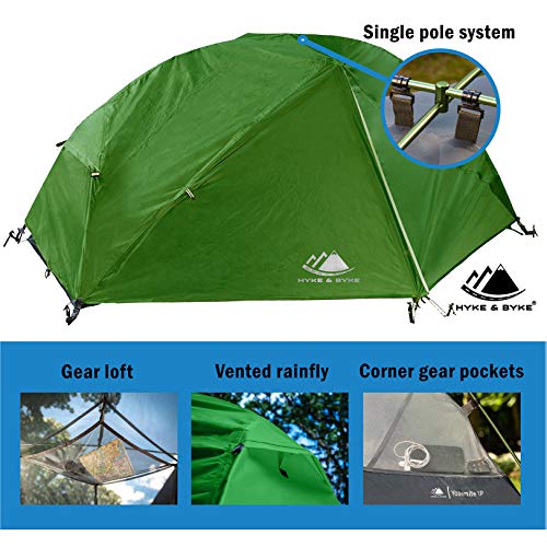 Hyke & Byke Zion 1 and 2 Person Backpacking Tents with Footprint