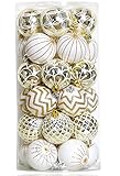 30PCS Christmas Balls Ornaments,60MM Gold&White