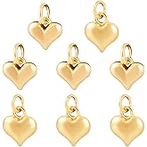 KISSITTY Brass Heart Pendants Love Heart Brass Charms Metal Heart Dangle Charms for DIY Valentine Necklace Bracelet Earring Jewelry Making