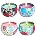 Scented Candles White Jasmine,Blue Lotus,Lilac & Gardenia,Natural Soy Wax Portable Travel Tin Candle,Set Gift of 4