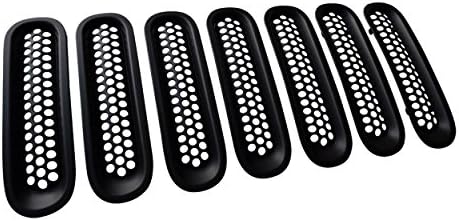 ForceCar Matte Black Front Grill Mesh Grille Insert Jeep Grille Front Guard for 2007-2015 Jeep Wrangler JK Unlimited Rubicon Sahara(Pack of 7)