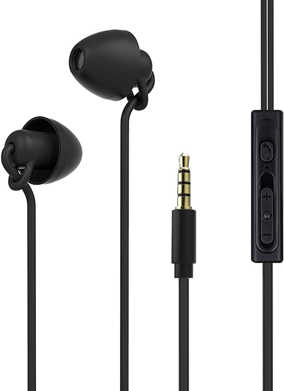 Photo 1 of Poihiom Sleep Earbuds in-Ear Headphones Wired,Soft Silicon Earplugs Noise Cancelling 3.5mm Sleeping Earphones Tangle Free with Mic for Side Sleeper,Insomnia,Air Travel, Relaxation,ASMR (Black 1)