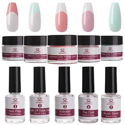 Makartt All-Inclusive Dipping Powder Starter Kit with Acrylic Powder and Gel Resin, Easy to Use French Dip Powders Nail Color System UV/LED Light Free Odorless P-06