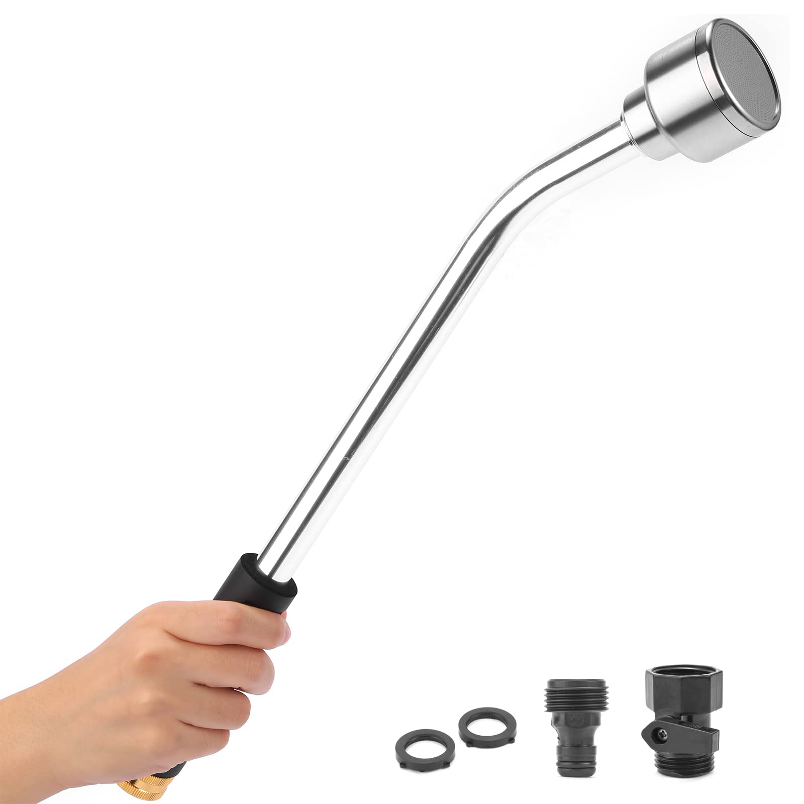 Photo 1 of Sanpaint 18-inch Soft Rain Watering Wand with Shut Off Valve, Lightweight and Durable Metal Gentle Watering Wand Perfect for Hanging Baskets, Planters, Garden, Shrubs and Seedbed