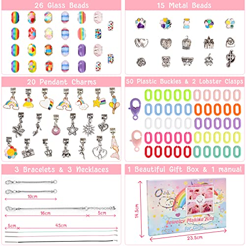 UUEMB Girls Charm Bracelet Making Kit, Jewellery Making Kit for Kids, Gifts for 5-12 Year Christmas Girls Teen Kids, Charm Jewellery Children Birthday