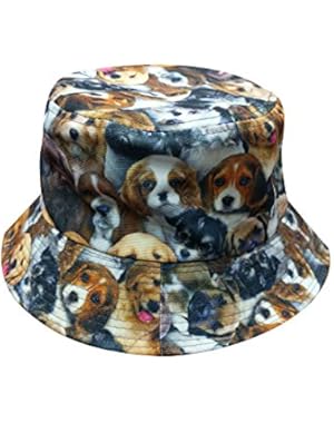 Unisex Men Women Flat Animal Fruit Printed Foldable Bucket Hat