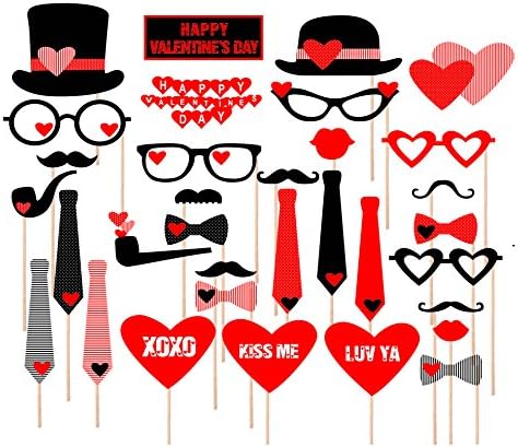 iBuy365 33pcs Colorful Props On A Stick Mustache Photo Booth Party Fun Wedding Christmas Birthday Valentine's Day prom favor
