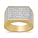 LuReen Gold/Silver Twotone Square CZ Bling Bling Iced Out Hip Hop Rings for Men