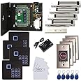 MENGQI-CONTROL 4 Doors Access Control System Infrared No Touch Exit Keypad Scanner 600lbs Electric Magnetic Lock 110V Metal Power Box RFID Reader RFID Card Key Fob(Phone APP remotely Open Door)