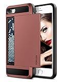 iPhone 7 Case, Vofolen Upgraded iPhone 7 Wallet Case Card Holder Slot Pocket Dual Layer Hybrid Cover Shockproof Anti-scratch Protective Hard Shell Tough Bumper Armor for iPhone 7 iPhone 8 (Matte Red)