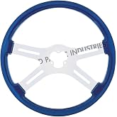 United Pacific 88224 - Steering Wheel - Blue Steering Wheel With Chrome Spokes