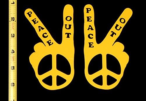 Peace Out Hand Peace Sign - Set of HQ High Gloss Yellow Vinyl Decals! Perfect for Car Windows!
