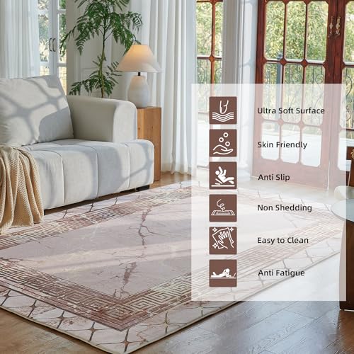 MADISON COLLECTION AREA RUG, 4’X6′ VINTAGE DESIGN WASHABLE AREA RUGS WITH NON SLIP INTERIOR DOORMAT FOR LIVING ROOM BEDROOM TRADITIONAL WOVEN RUG CARPET STAIN RESISTANT, HOME DECOR OFFICE BOHO RUG