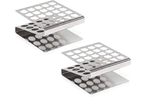 ULAB Stainless Steel Test Tube Racks, Suitable for Tubes of Dia. ≤16mm, Z Shape, 25 Holes, 5×5, Pack of 2, UTR1007
