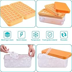 Burfocus Ice Cube Tray for Freezer With Lid and Bin