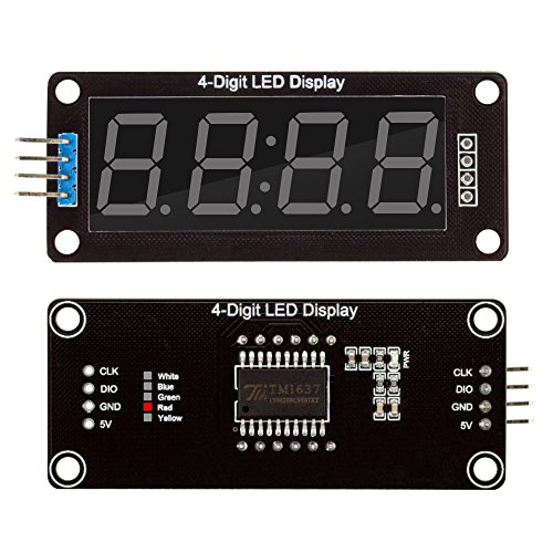 diymore 5 Packs TM1637 0.56" Red LED Display Digital Tube Decimal 7-Segment 4-Digit Clock Double Dots Module Serial Driver Board for Arduino DIY Kits (Red)