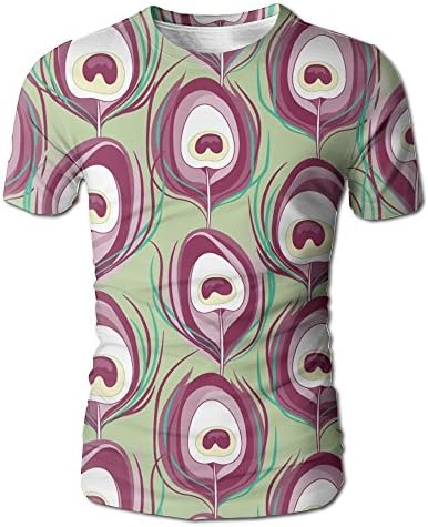 Losaha Vintage Peacock Pattern For Men Round Neck T Shirts Retro Short T-Shirt Personality
