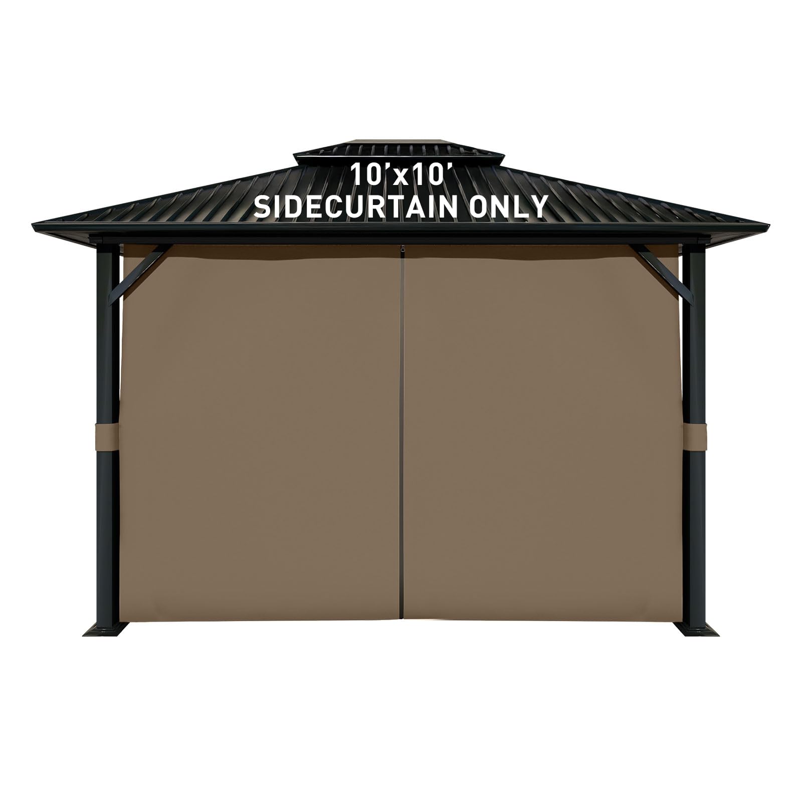 Photo 1 of Aoodor 10x10 ft Outdoor Gazebo Curtains, 4 Panels Waterproof Privacy Sidewall Replacement with Zipper for Patio Pergola and Canopy, Brown