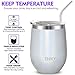 THILY 12oz Insulated Stainless Steel Wine Tumbler with Sliding Lid & Straw - Stemless Travel Cup for Coffee, Cocktails, Beer - Cold Drinks - Glitter White