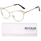 AOOLIA Cat Eye Blue Light Glasses for Women, Stylish Vintage Lightweight Women Eyeglasses, Anti-fatigue Anti-Glare Eyewear