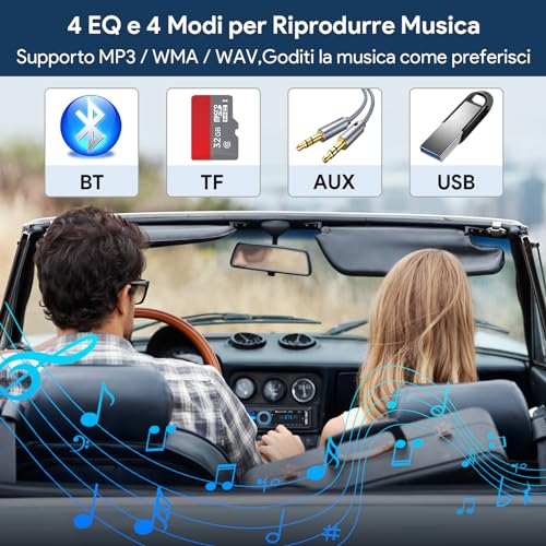 Wistrue Bluetooth Car Stereo, 1 DIN FM Radio Car Radio MP3 Player, Supports 2 USB / Quick Charging/SD/AUX/Remote Control/Support iOS/Android