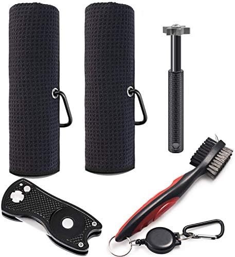 Gzingen Golf Towel Brush Set, Include Microfiber Waffle Golf Towels, Club Groove Brush, Divot Tool, Club Groove Sharpener for Cleaning Club Groove Golf Heads Golf Ball and Shoes Golf Gifts Set-5 in 1 Gzingen Golf Towel Brush Set, Include Microfiber Waffle Golf Towels, Club Groove Brush, Divot Tool, Club Groove Sharpener for Cleaning Club Groove Golf Heads Golf Ball and Shoes Golf Gifts Set-5 in 1