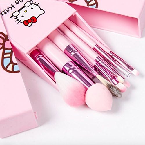 8pcs cute kitty handle hello kitty make up brush set pink kids makeup brushes with plastic box