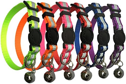Reflective Cat Collar with Bell Cat Collars for Dog Puppy Kitten Nylon Collars(6 pack)