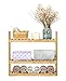 Finnhomy Multifunctional Bamboo Shelf Wood Rack, Adjustable Wall Mount 3-Tier Utility Storage Shelves Bamboo Shelving Unit Organizer Bathroom Kitchen Living Room Holder Stand