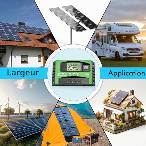 MPPT 100A Solar Charge Controller 12V 24V Auto Solar Panel Regulator 100A with Temperature Sensor and LCD Display for All 12V 24V Lead and Lithium Batteries
