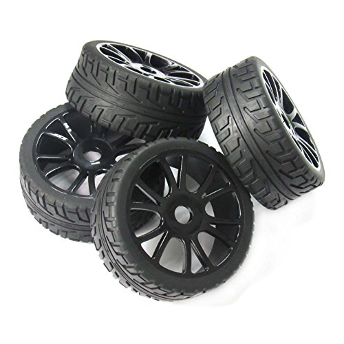 powerday4pcs 17mm Hub Wheel Rim & Tires Tyre for 1/8 Off-Road RC Car Buggy HSP