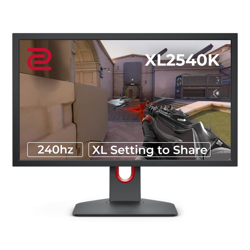 BenQ Zowie XL2540K Monitor para juegos de 24,5 pulgadas y 240 Hz 1080P Base más pequeña de 1 ms Ajuste flexible de altura e inclinación Configuración XL para compartir Menú rápido personalizable Ecualizador de negro Intensidad de color