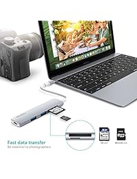 qacqoc gn22 a USB C HUB aluminio Type C Hub Adaptador para MacBook, Gris