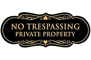 Signs ByLITA Designer No Trespassing Private Property Wall or Door Sign | Durable Material and Easy Installation | Security Sign for Property (Black/Gold) - Small (1 Pack)
