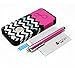 iPhone 5S Case, MagicMobile Hybrid Impact Shockproof Cover Hard Armor Shell and Soft Silicone Skin Layer [ Chevron Pattern with Infinity Pink Love Design and Black Silicone ] with Screen Protector and Stylus