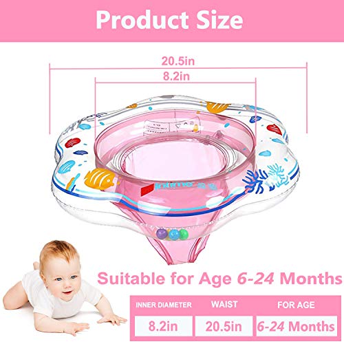 Baby Float Swimming Ring with Safety Seat, Pool Swim Float with Double Airbag Baby Kids Pool Bathtub Outdoor Swimming Pool Toys Accessories for Kids Toddlers of 6-24 Months (Pink)