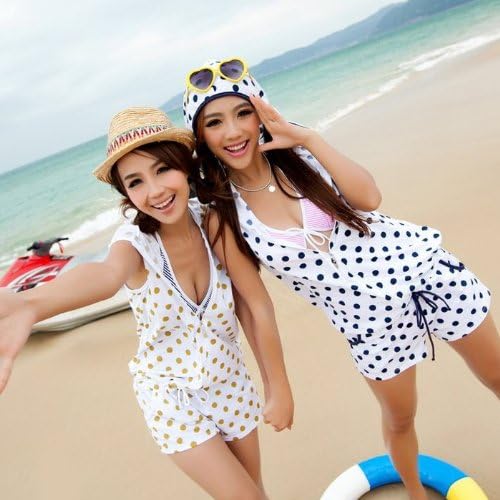 Amazon ゆったり自由な着こなし ドット柄 フロントzip フード付きサロペット風 ノースリーラッシュパーカー M L Xl Aruru0029 レディース水着 L ゴ ルド トレーナー パーカー 通販