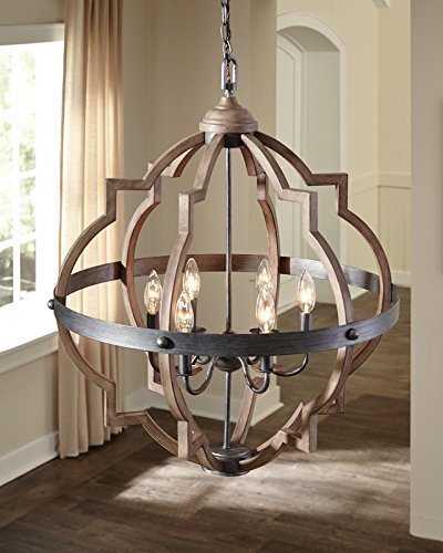 Saint Mossi Oil Rubbed Bronze Farmhouse Chandelier Lighting Flush mount LED Ceiling Light Fixture Pendant Lamp for Dining Room Bathroom Bedroom Livingroom 6 E12 LED Bulbs Required Height 29 x Width 21 - Thumbnail 5