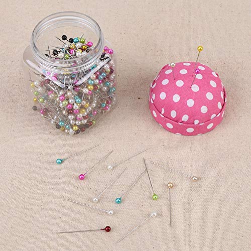 500Pcs Beads Needles Quilting Pins in Pink Fabric Covered Pin Cushion Bottle Sewing Craft