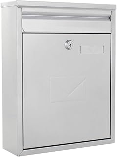 Rottner Briefkasten Como Silber Stahl-Briefkasten, Postkasten, Zaunbriefkasten, 2 Einwurfschlitze, Namensschild