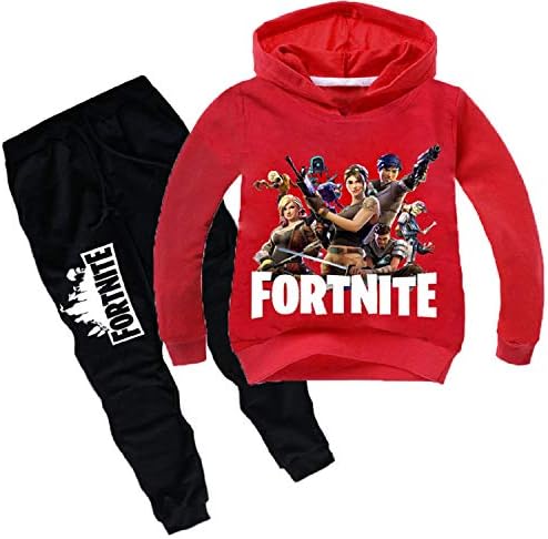 Fairysu Boys Girls Sweatshirt Fortnite Pants Set for Kids Game Theme Hooded Colths,Long Sleeve Hoodies Battle Royal Suit
