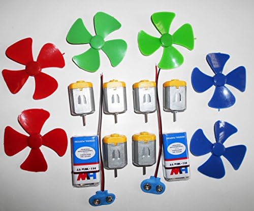 Science Projects Kit/6 PCS New 6v-12v Standard dc Motor +2 Battery(9Volt) with Snap(Connector) + 6 Fan