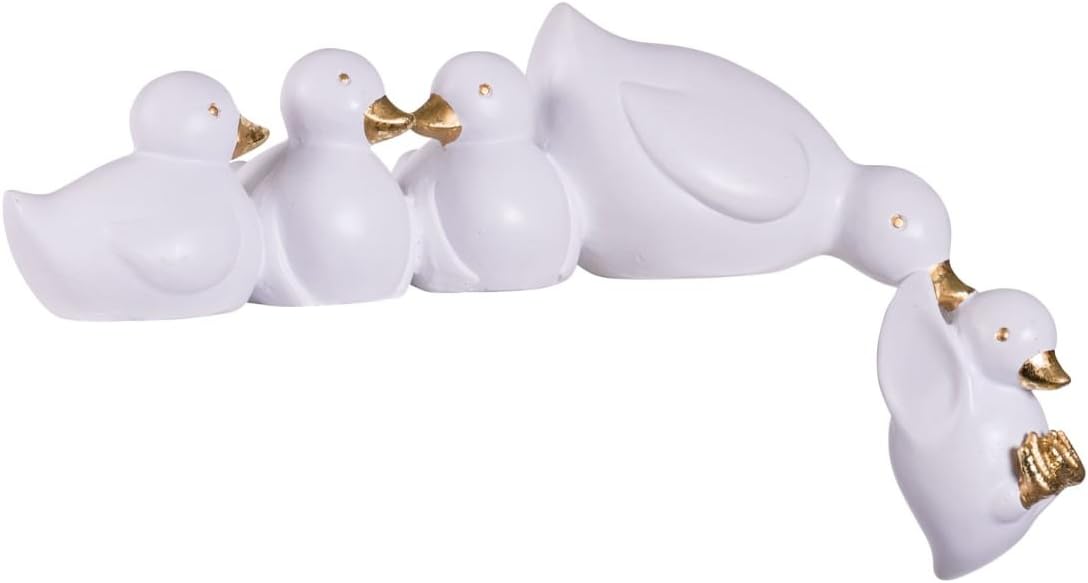 Pureday Decorative Figure Duck Family-Edge Stool-Polyresin-White