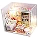 Ogrmar Wooden Dollhouse Miniatures DIY House Kit with Cover and Led Light-Relax Time