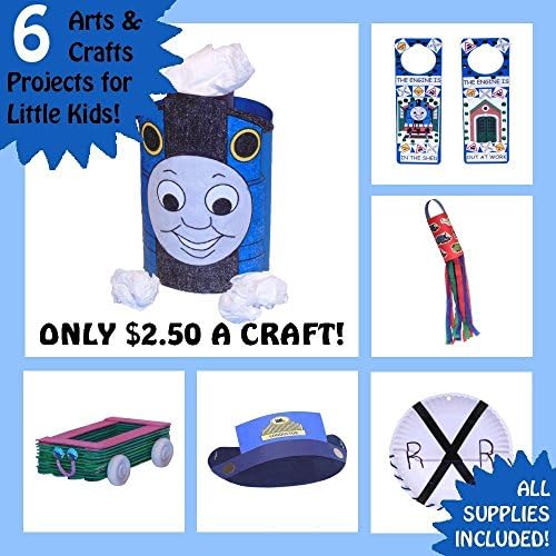 Arts and Crafts for Boys - 6 Art Kits Made From Thomas the Train Supplies - Simple for Little Children