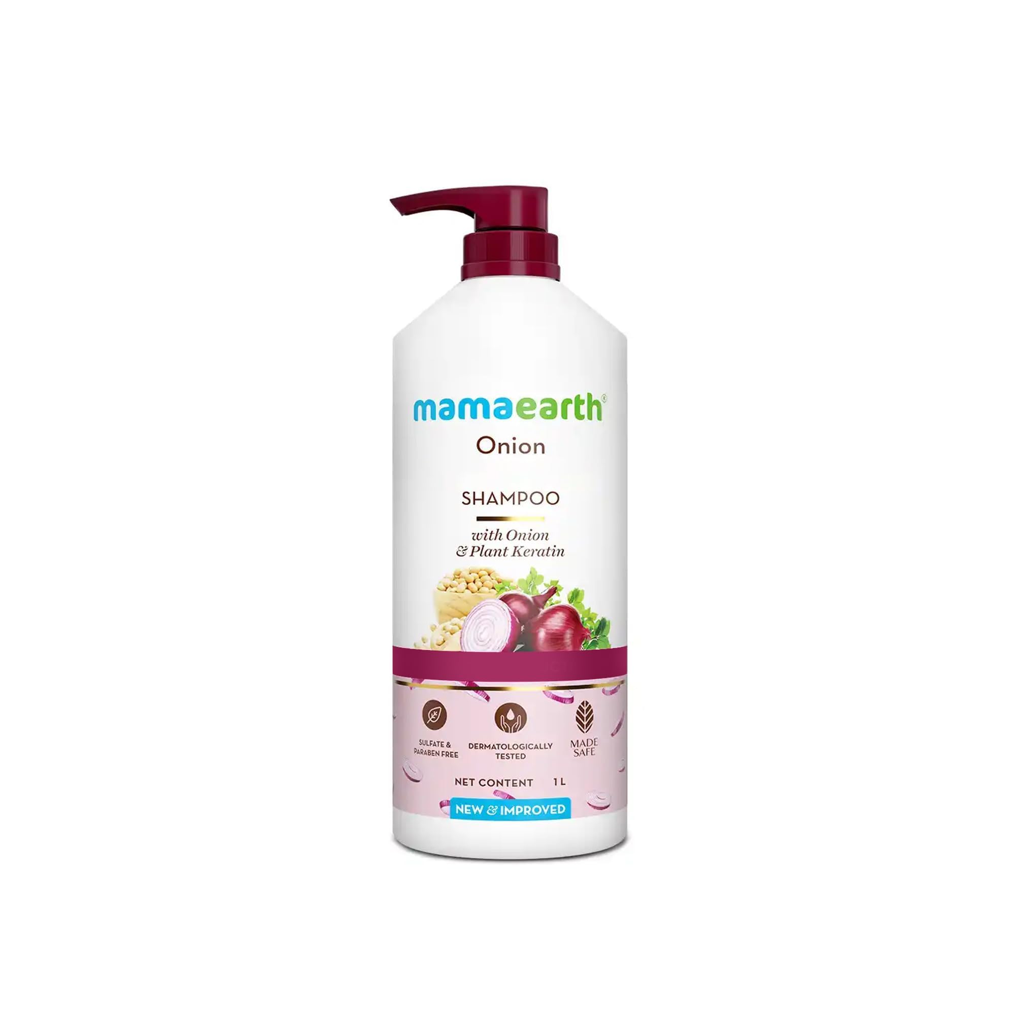 Mamaearth Onion Shampoo for Hair Growth & Hair Fall Control with Onion & Plant Keratin White 1 L (Pack of 1)