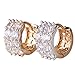 GULICX Gold Plated Base White Rhinestone CZ Eternity Women Girl Party Hoop Earrring