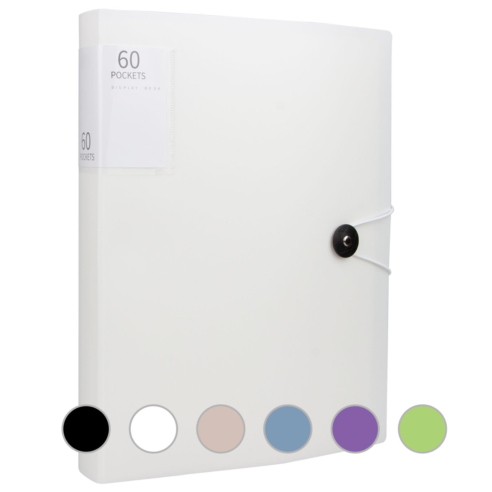 A4 Display Folders, 60 Pockets A4 Display Book Folder with Plastic Sleeves and Safety Rope Presentation Folders Document Project Folder for Individuals and Offices (White)